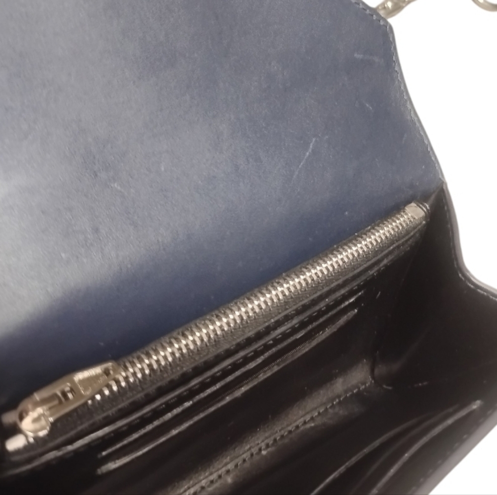 ALEXANDER WANG | Blue Croc Embossed Leather Crossbody Mini Bag / Chain Wallet - Picture 7 of 9
